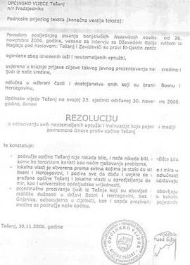 Opštinsko vijeće Tešanj:  "Tešanj nije bio utočište teroristaR