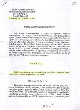 Ministarstvo ne poštuje odluke suda BiH