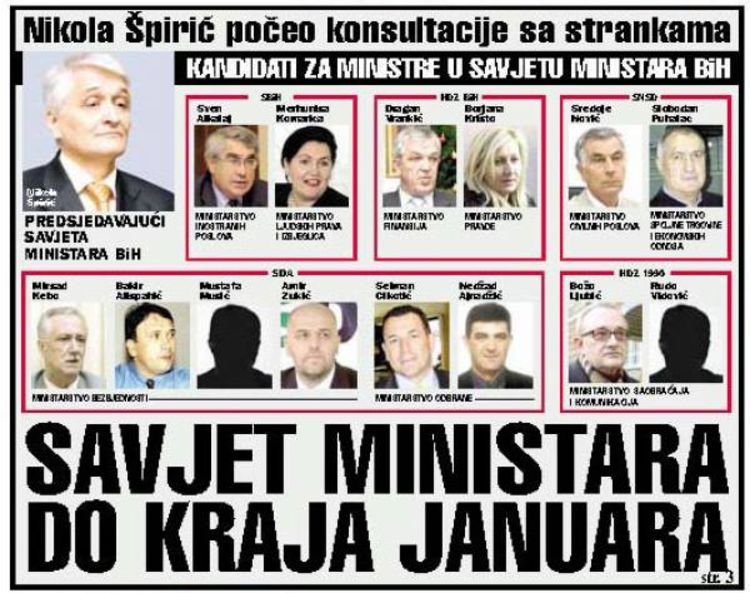 Do kraja mjeseca novi sastav Savjeta ministara