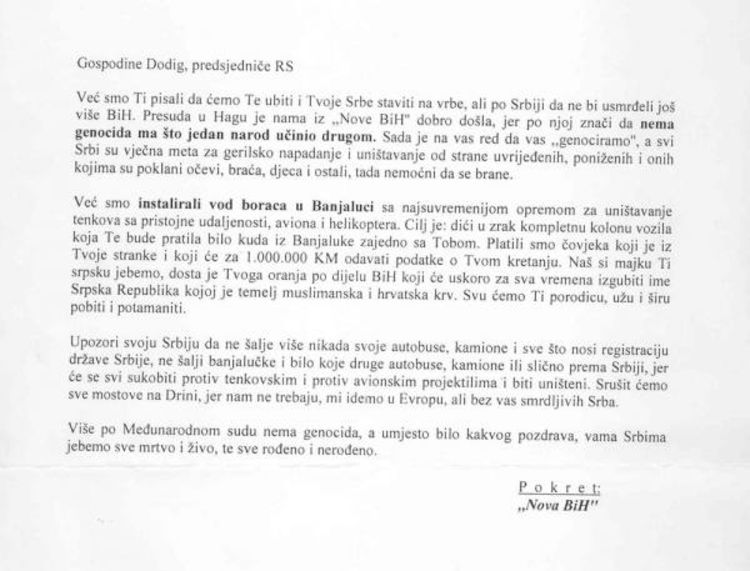 Dodiku prijete smrću