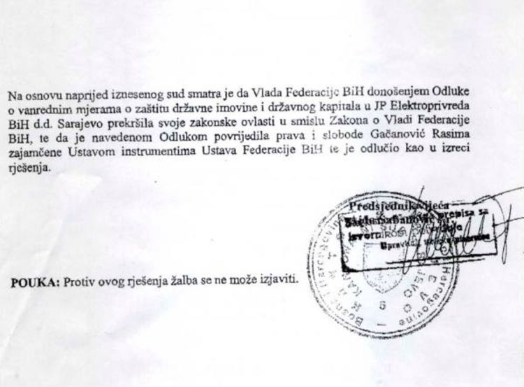 Poništena smjena Gačanovića