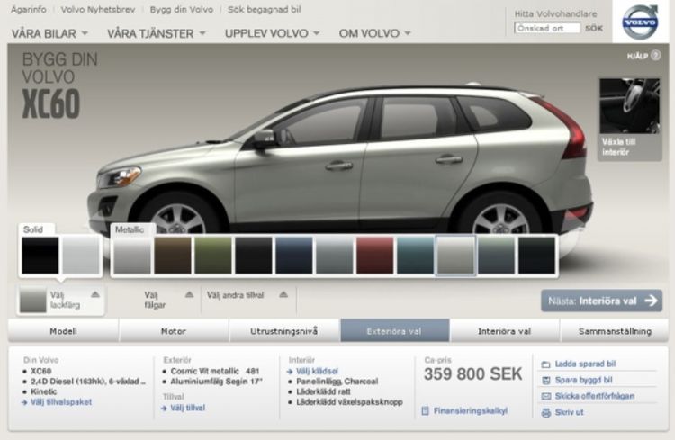 Volvo lansira novi konfigurator svojih modela na Internetu