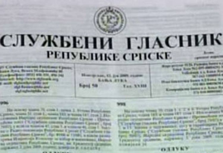 Odluka o referendumu u Službenom glasniku RS