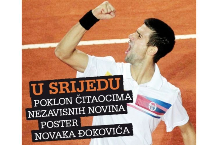 Nezavisne čitaocima poklanjaju poster Novaka Đokovića