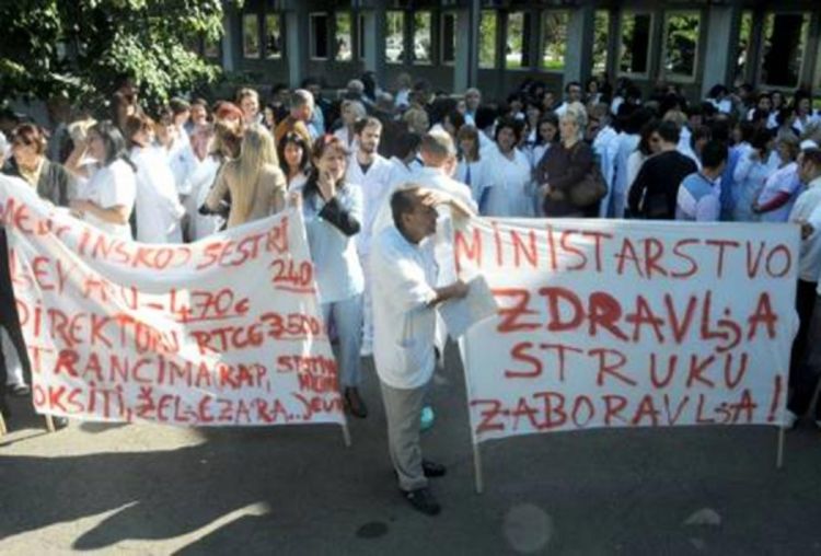 Štrajk zdravstvenih radnika u  Crnoj Gori