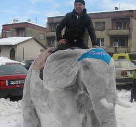 Snježni slon na  bihaćkom trgu (Foto)
