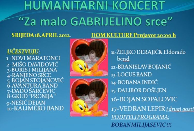 Koncert za sedmomjesečnu Gabrijelu