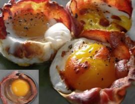 Jaja u korpici od slanine