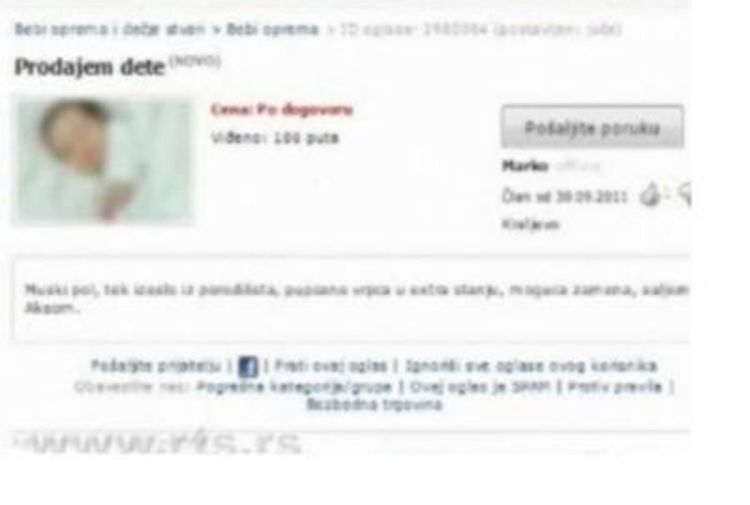 Prodavali bebu u oglasima?
