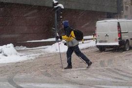 Skijaš na ulicama Beograda