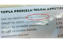 Sarajevo: U restoranu jaja na oko preveli kao "eggs on the eye"