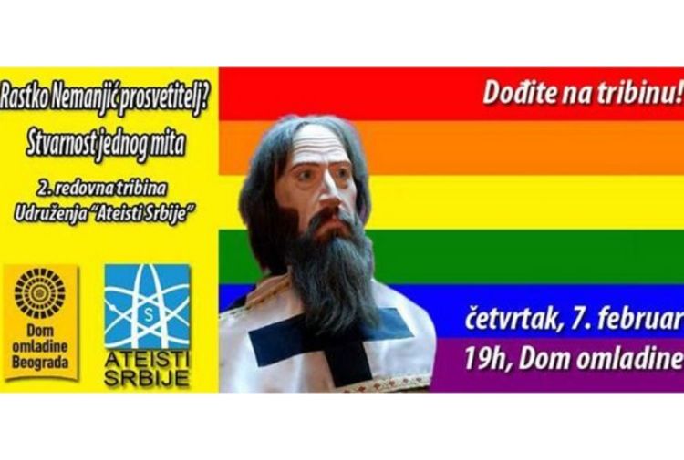 Ateisti Srbije stavili lik Svetog Save na gej zastavu