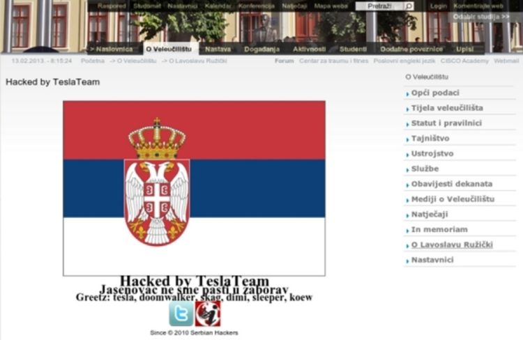 Srpski hakeri hakovali univerzitet u Vukovaru sa porukama o Jasenovcu