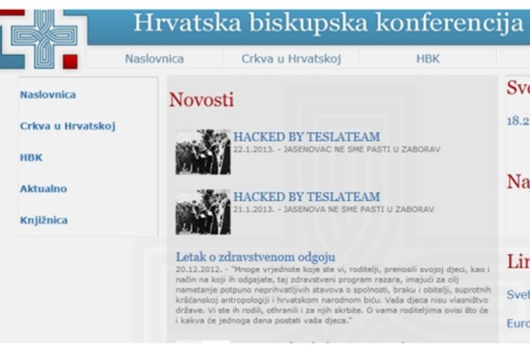 Hakeri na sajtu Hrvatske biskupske konferencije