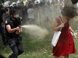 Žena u crvenom koju policajac napada suzavcem postala simbol protesta ...