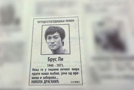 Čitulja za Brusa Lija u srpskim novinama