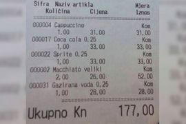 Pogledajte račun iz dubrovačkog kafića: Da li je ovo preskupo?