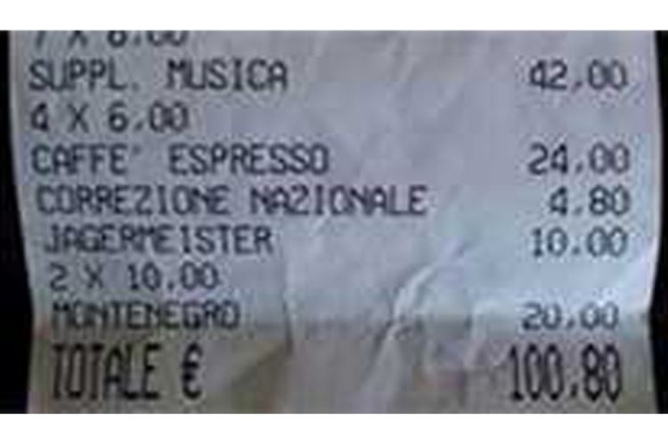 Više od 100 evra za 4 kafe i 3 likera