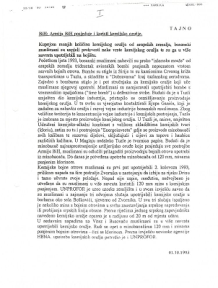 Sirija dostavila prvi popis hemijskog oružja