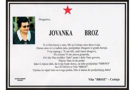 Na Cetinju čitulja za Jovanku Broz