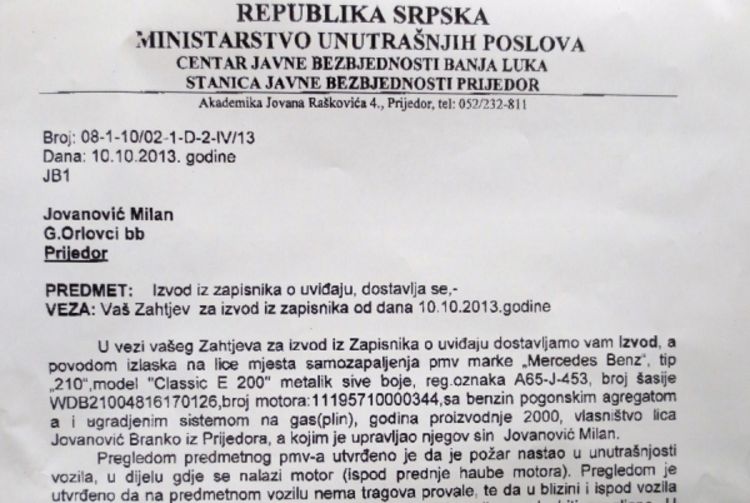Jovanović: Požar nije podmetnut, riječ je o samozapaljenju