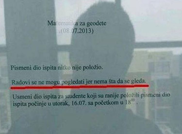 "Humoristični" rezultati pismenog iz matematike