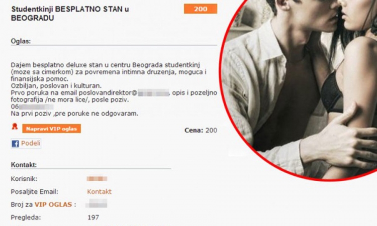 Iznajmljuje stan u zamjenu za seks