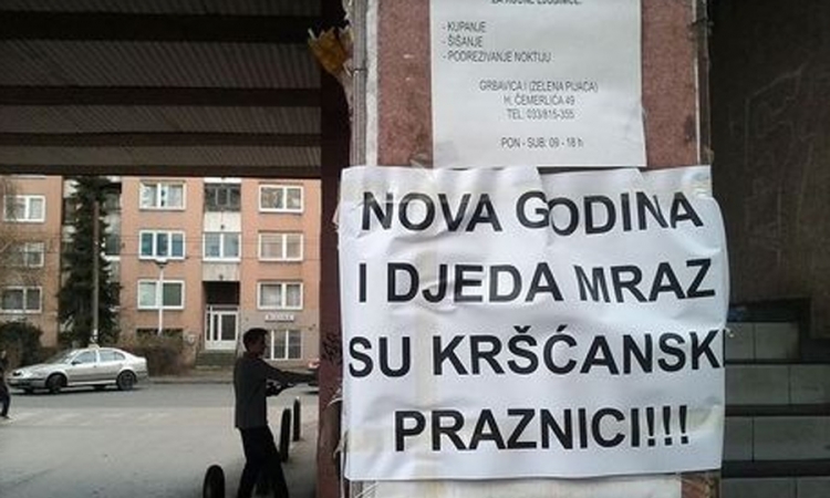 Plakati u Sarajevu: Nova godina je hrišćanski praznik