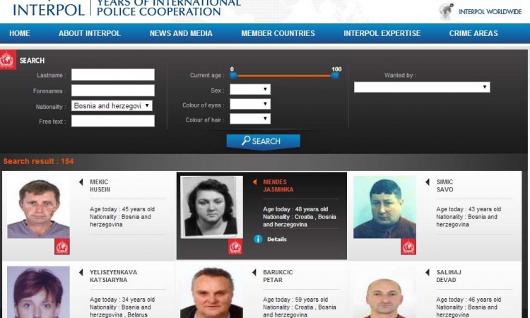  Interpol traži 154 državljanina BiH