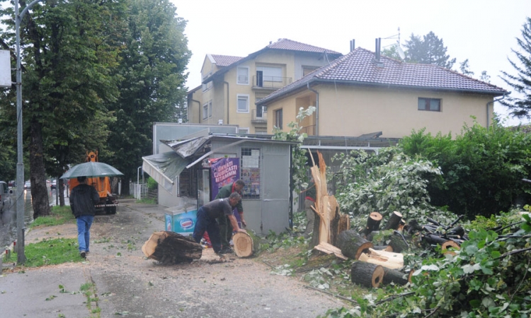 Vjetar srušio stablo na kiosk u Banjaluci