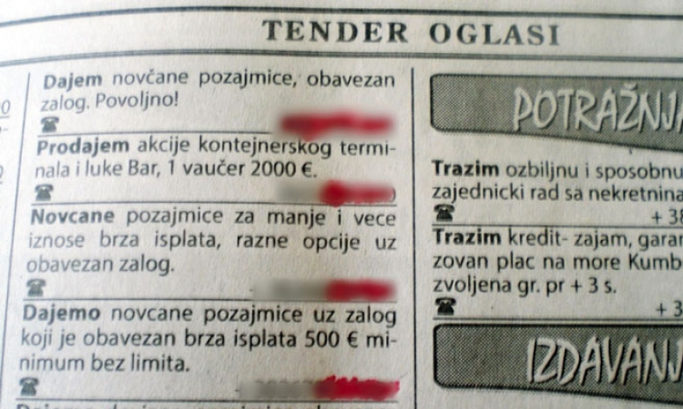 Kamataši daju oglase u novinama
