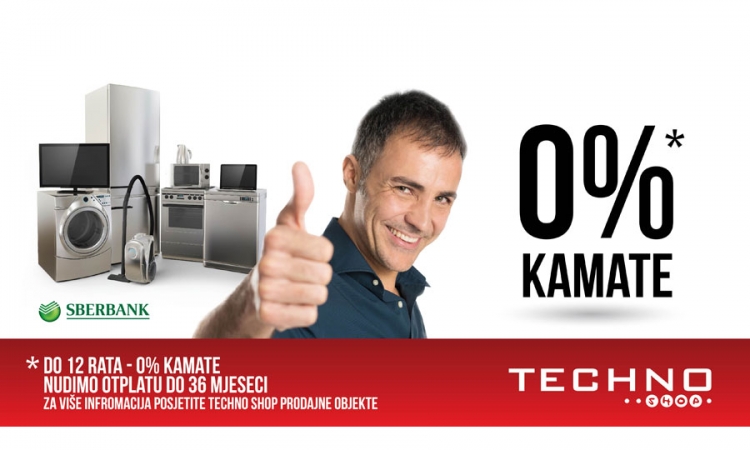 Kupovina na rate bez kamata i naknada u "Techno Shop" prodajnim objektima