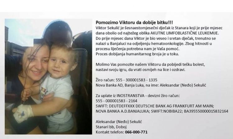Pomozimo malom Viktoru iz Stanara