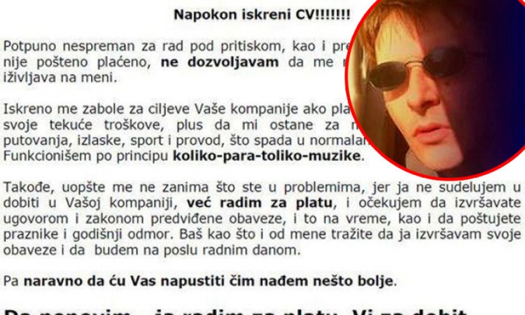 Saznajte ko je i zašto napisao najiskreniji CV u Srbiji
