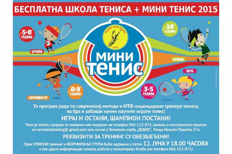 Besplatna škola tenisa u TK Doboj