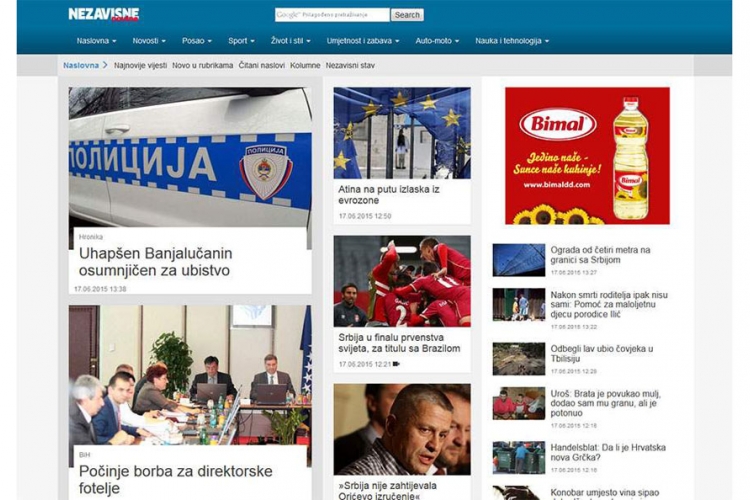 Portal "Nezavisnih novina" od danas u novom ruhu