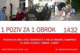 Otvoren broj 1432 za Obrok ljubavi