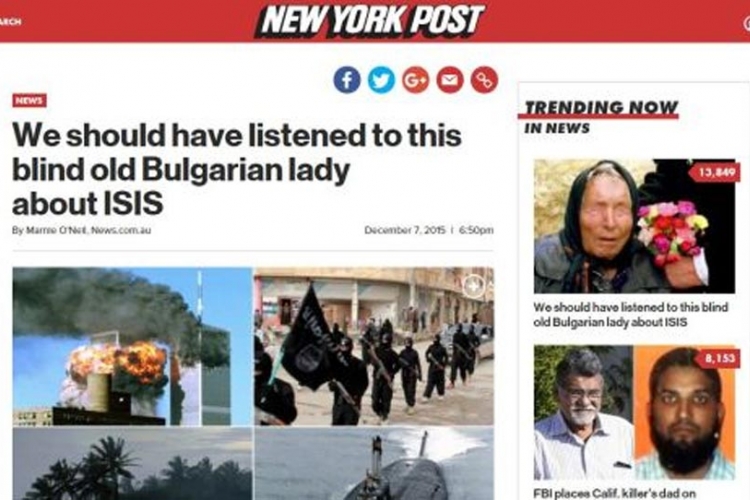 Njujork Post: Baba Vanga je najavila dolazak ISIL-a, a mi je nismo posušali