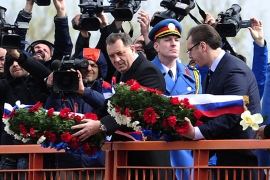 Vučić i Dodik spustili vijence sa Varvarinskog mosta