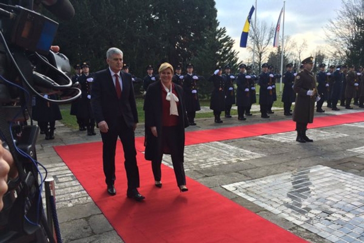 Zagreb: Predsjednica Hrvatske Kolinda Grabar-Kitarović dočekala članove Predsjedništva BiH