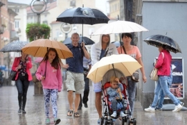 Oblačno uz pljuskove i grmljavinu, temperatura do 23