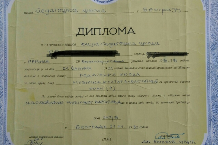 Nastavnik sa lažnom diplomom osam godina predavao muzičko