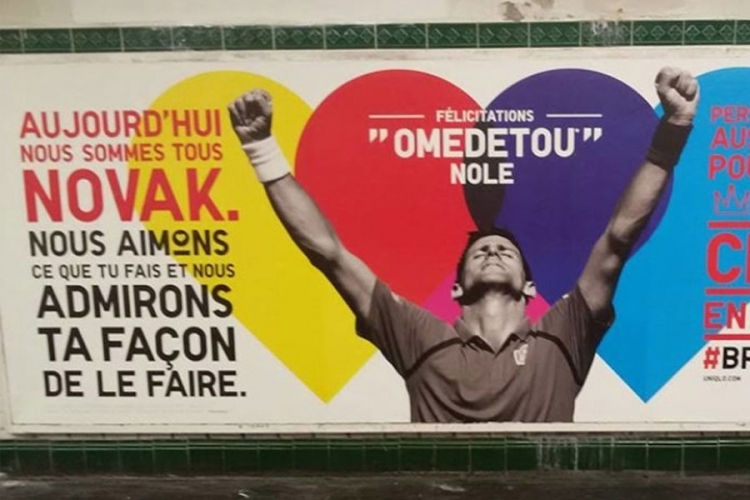 Pariz bilbordima čestitao Novaku osvajanje Rolan Garosa