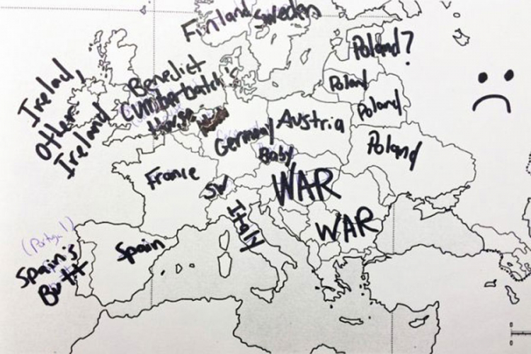 Hit na društvenim mrežama: Pogledajte kako su Amerikanci riješili test iz geografije (FOTO)