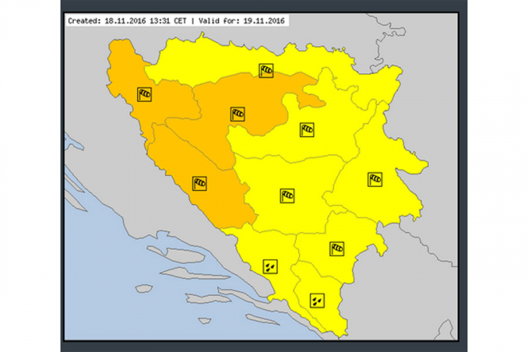 Sutra narandžasto upozorenje u BiH
