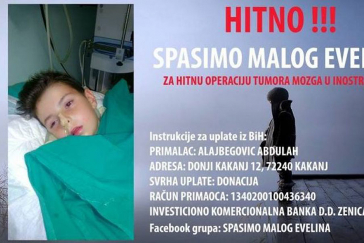 Za 48 sati prikupljena sredstava za liječenje Evelina Alajbegovića iz Kaknja