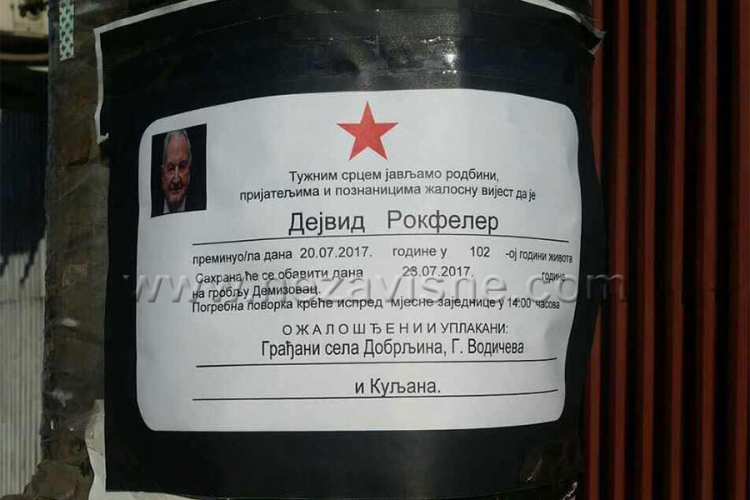 Čitulja za Rokfelera osvanula u Kuljanima
