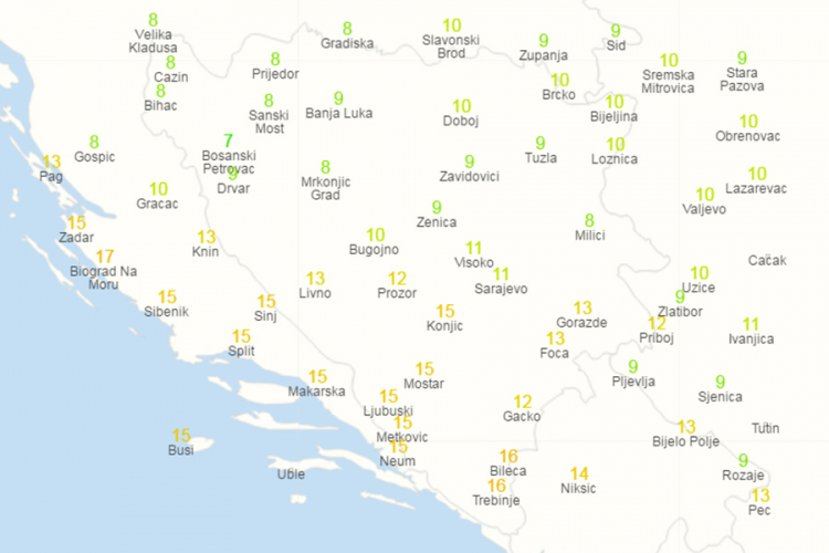 Vremenska prognoza: Danas oblačno, temperatura do 21 stepen
