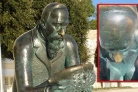Ustaško slovo “U” na čelu skulpture u Zadru