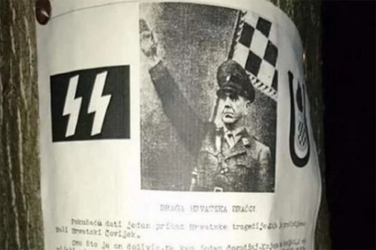 Plakati sa ustaškim porukama u naselju Dobrinja